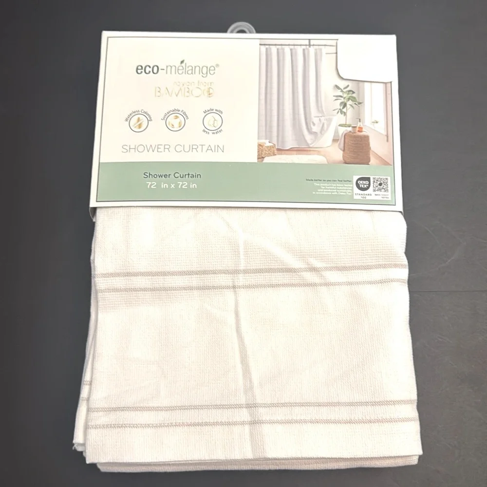 Eco-mélange Bamboo Shower Curtain - Waterless Coloring - Sustainable Fibers
